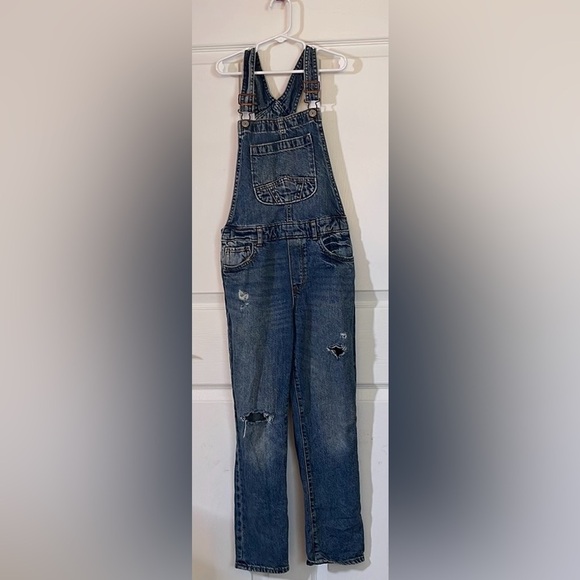 Gap kids distressed full length overalls - sz LG- perfect condition - never worn - Picture 1 of 4